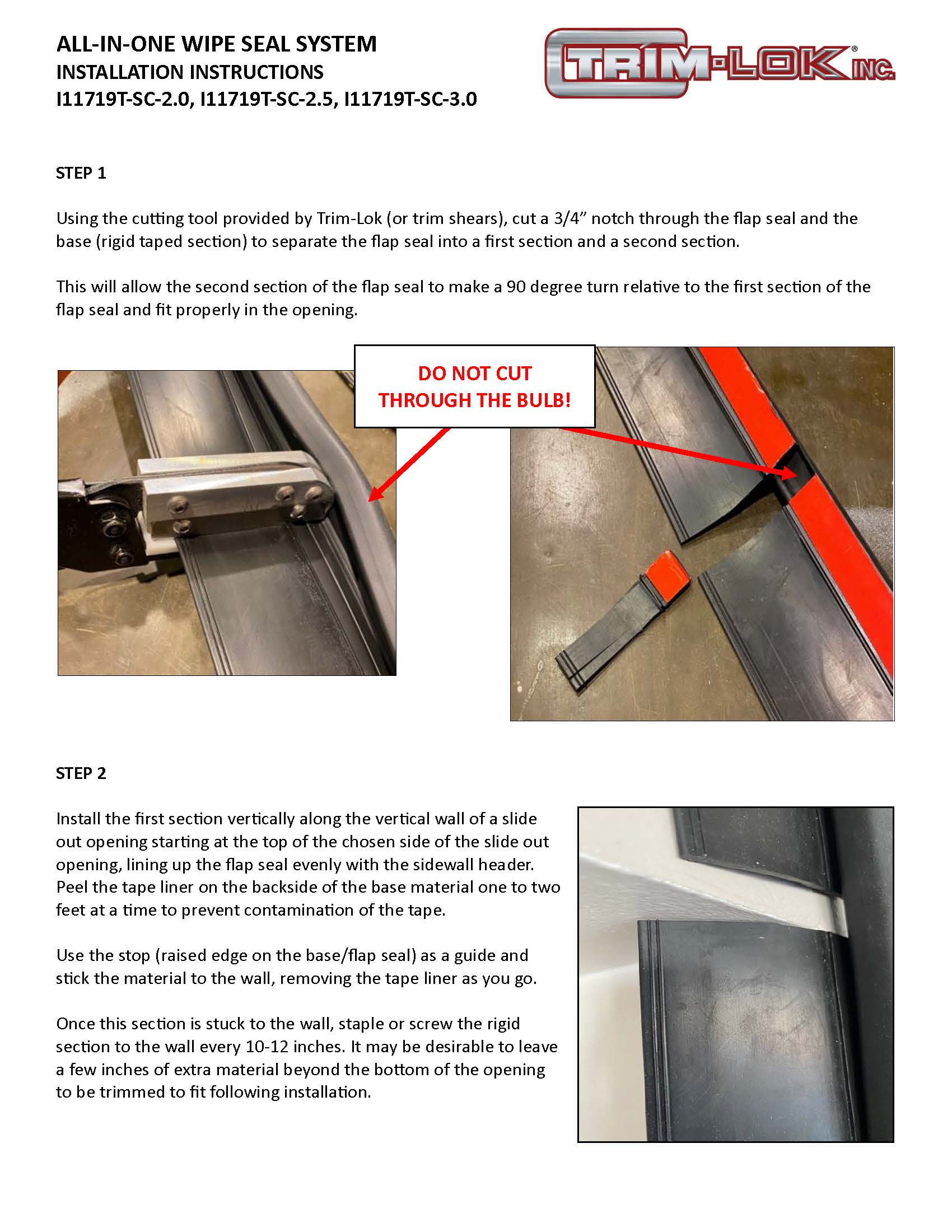 All-in-One seal installation instructions, page 1