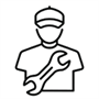 Black and white icon of mechanic and wrench