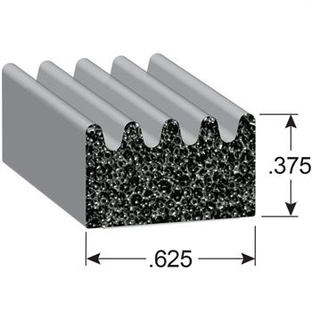 103 SERIES: RIBBED RUBBER SEAL, SELF-ADHESIVE WEATHER STRIPPING