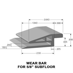 All-in-One RV Slide-Out Wear Bar for 5/8 inch subfloor illustrated image with dimensions