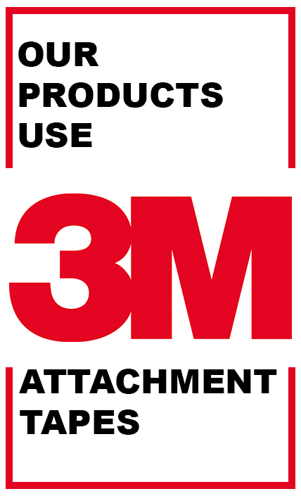 Sign stating that Trim-Lok products use 3M attachment tapes