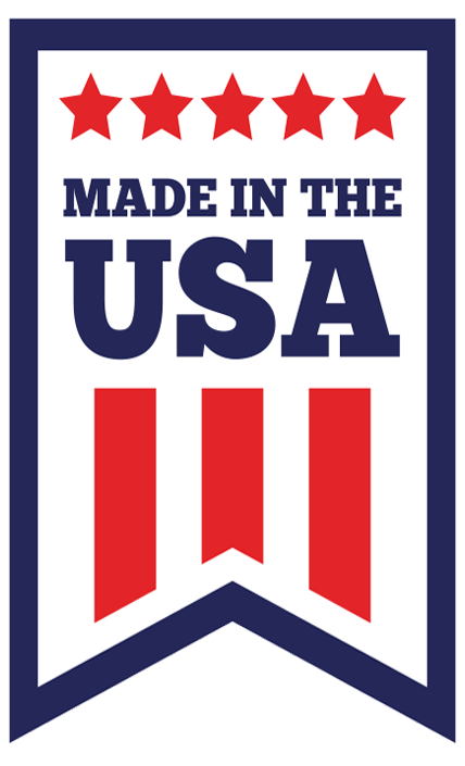 Made in the USA badge with stars and stripes